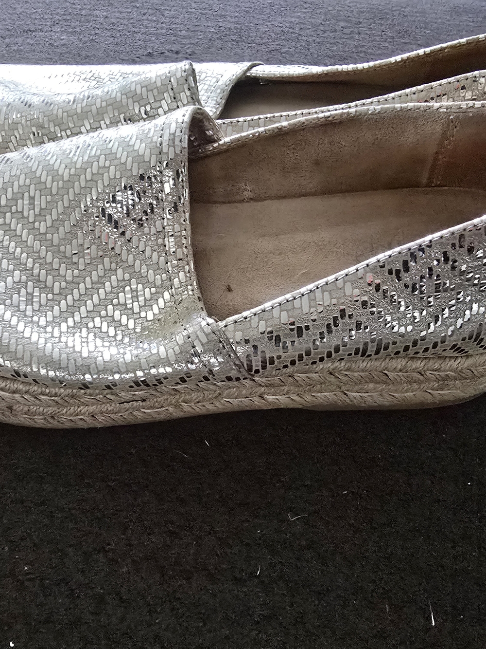 Metallic Silver Women's Espadrille Slip-Ons